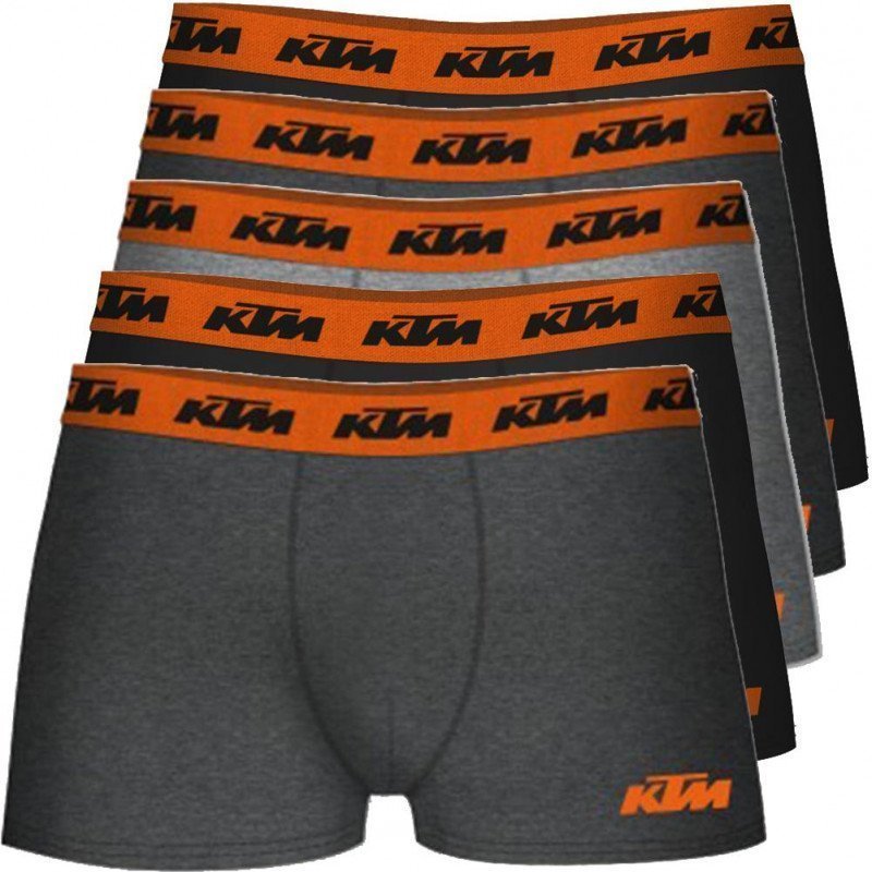 KTM Lot de 5 Boxers Homme Coton BCX5 Gris Noir