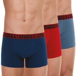 ATHENA Lot de 3 Boxers Homme Coton EASYSPORT Marine Rouge Gris