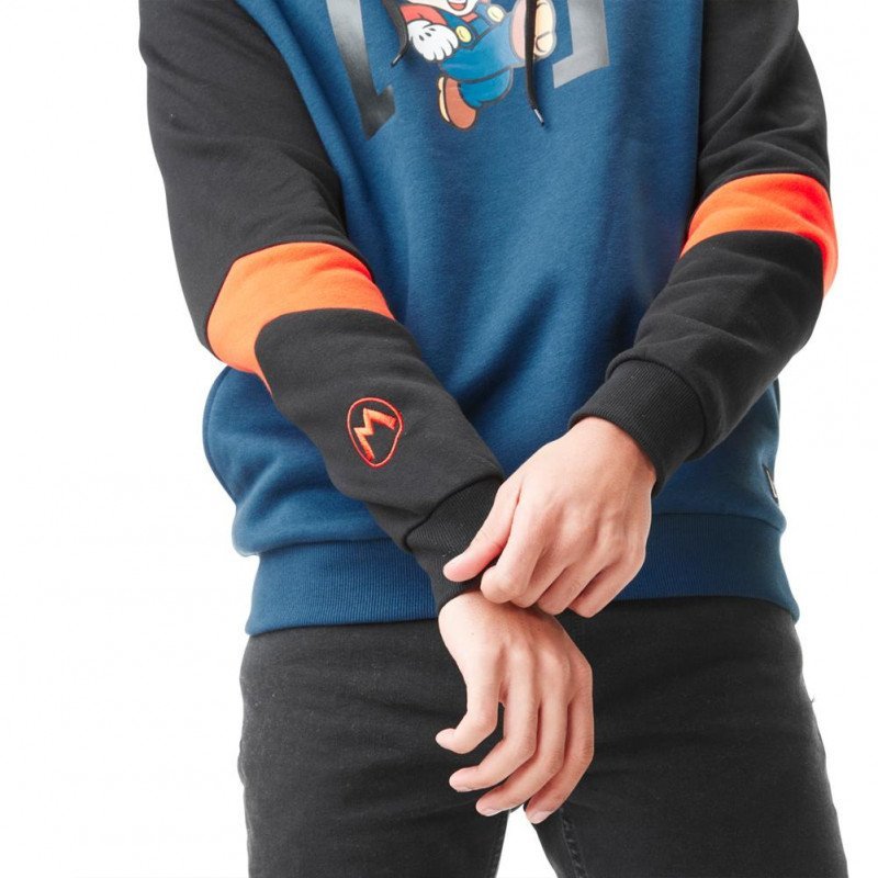 SUPER MARIO Sweat à Capuche Homme Coton MAR Bleu Noir CAPSLAB