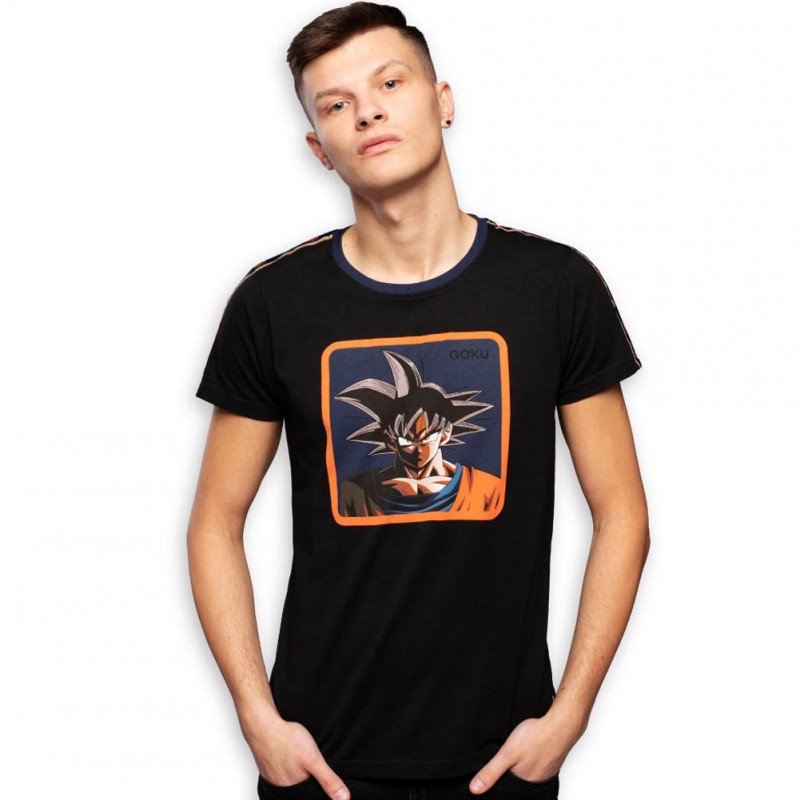 T-shirt manches courtes col rond Homme GOK2 Noir et Orange