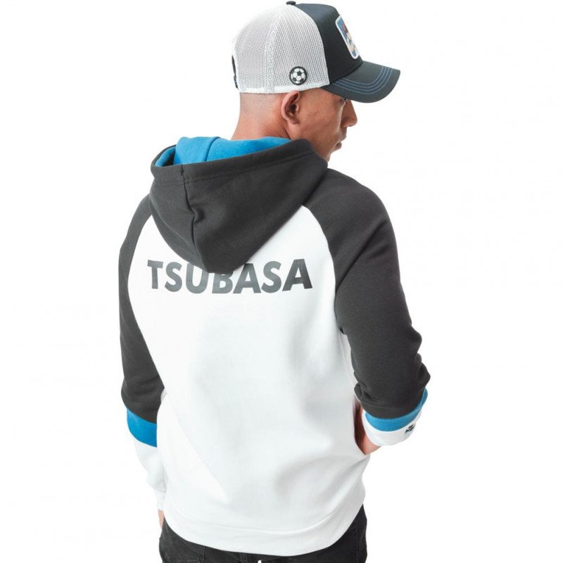 CAPTAIN TSUBASA Sweat à Capuche Homme Coton TSU1 Blanc Noir CAPSLAB