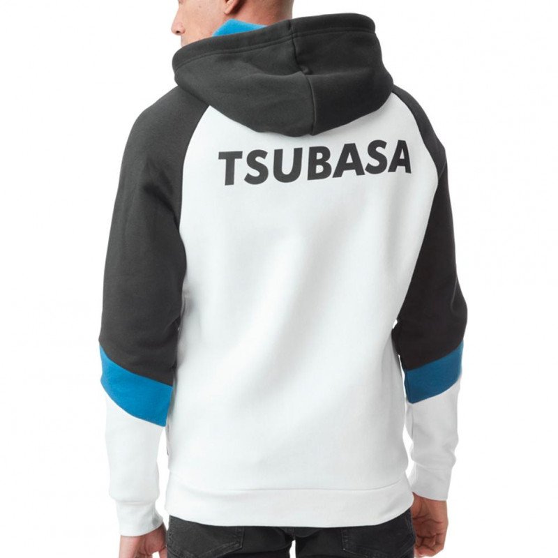 CAPTAIN TSUBASA Sweat à Capuche Homme Coton TSU1 Blanc Noir CAPSLAB