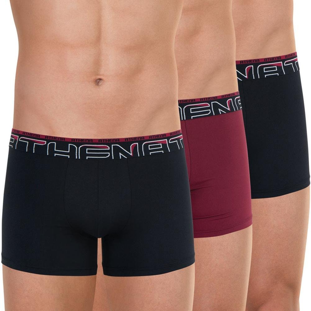 ATHENA 3 Boxers Homme Microfibre SECONDEPEAU Noir Rouge Noir