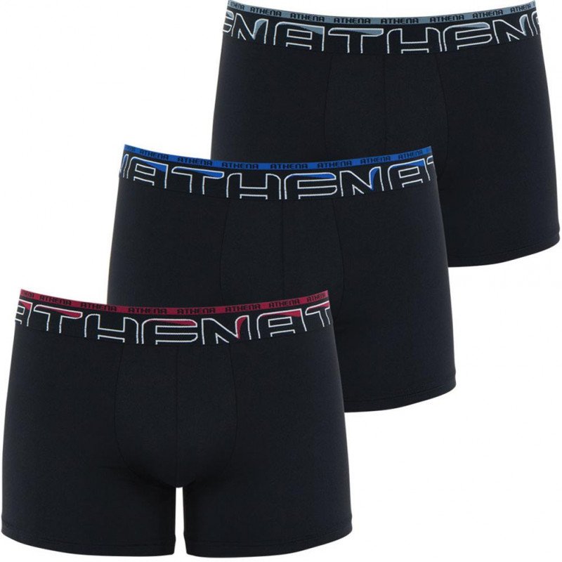 ATHENA Lot de 3 Boxers Homme Microfibre SECONDEPEAU Noir Noir Noir