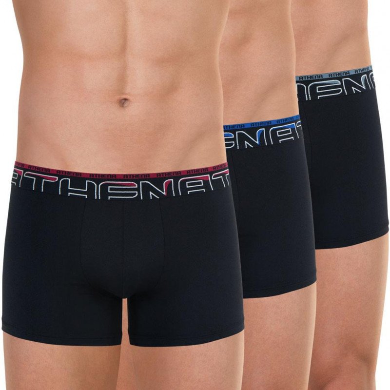 ATHENA Lot de 3 Boxers Homme Microfibre SECONDEPEAU Noir Noir Noir