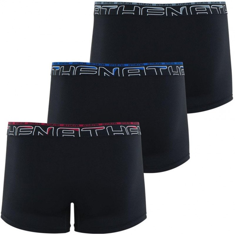 ATHENA Lot de 3 Boxers Homme Microfibre SECONDEPEAU Noir Noir Noir