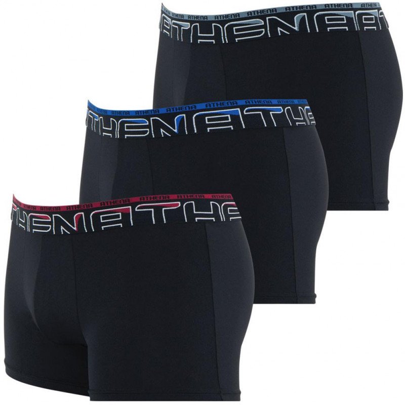 ATHENA Lot de 3 Boxers Homme Microfibre SECONDEPEAU Noir Noir Noir