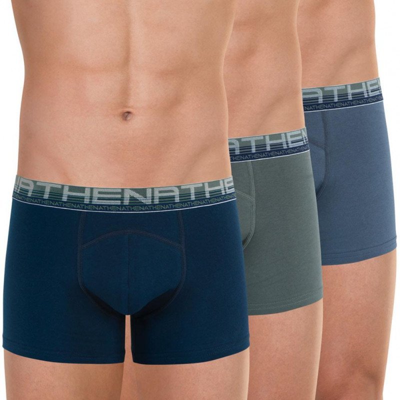 LOT DE 3 Boxer Sous-vêtements Homme BIOPACK Bleu et Poivre