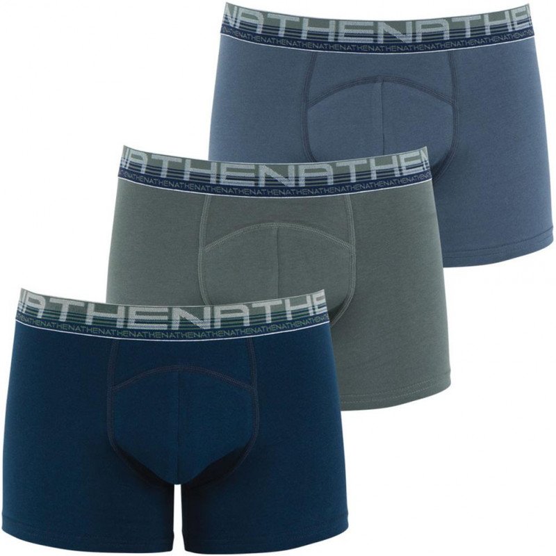 ATHENA Lot de 3 Boxers Homme Coton Bio BIOPACK Marine Etain Poivre