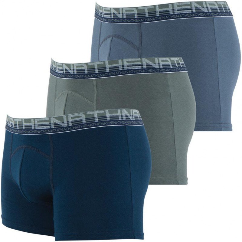 ATHENA Lot de 3 Boxers Homme Coton Bio BIOPACK Marine Etain Poivre