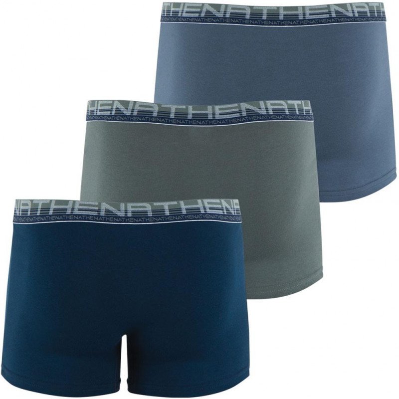 ATHENA Lot de 3 Boxers Homme Coton Bio BIOPACK Marine Etain Poivre