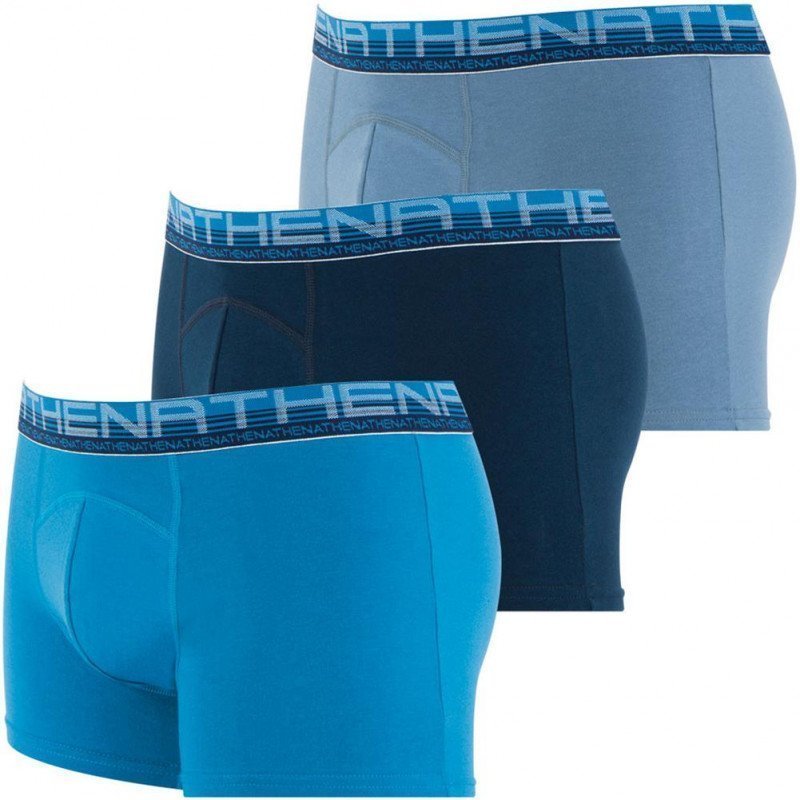 ATHENA Lot de 3 Boxers Homme Coton Bio BIOPACK Lagon Marine Gris