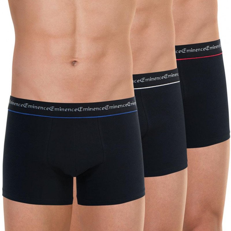 LOT DE 3 Boxer Sous-vêtements Homme BUSINESS Noir et Tricolore