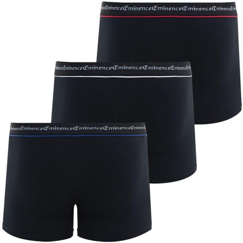 LOT DE 3 Boxer Sous-vêtements Homme BUSINESS Noir et Tricolore