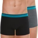 LOT DE 2 Boxer Sous-vêtements Homme DUO PRINT Noir et Cyan
