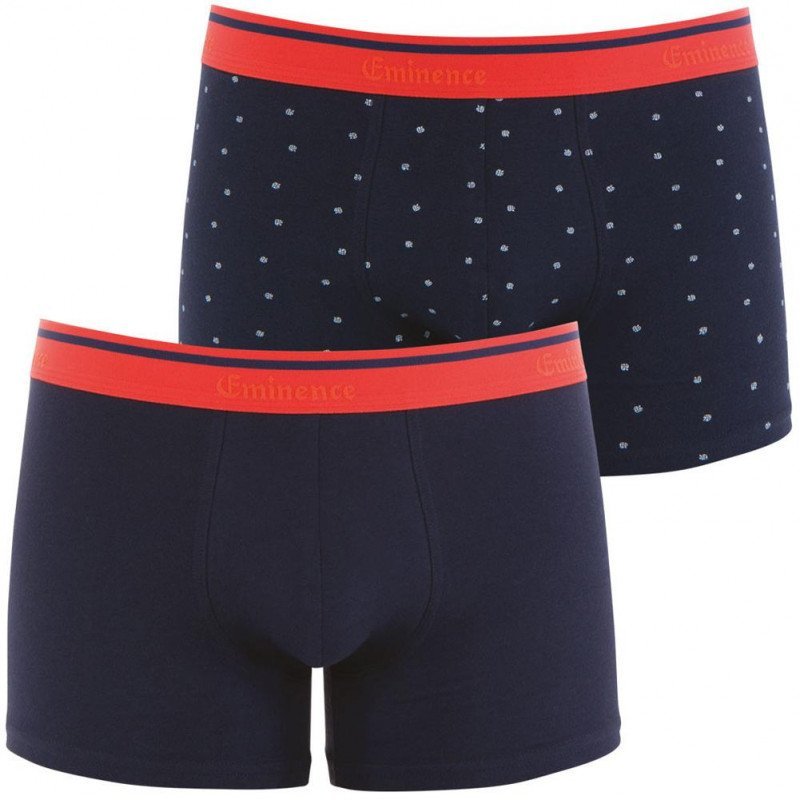 EMINENCE Lot de 2 Boxers Homme Coton DUO PRINT Marine Artichaut