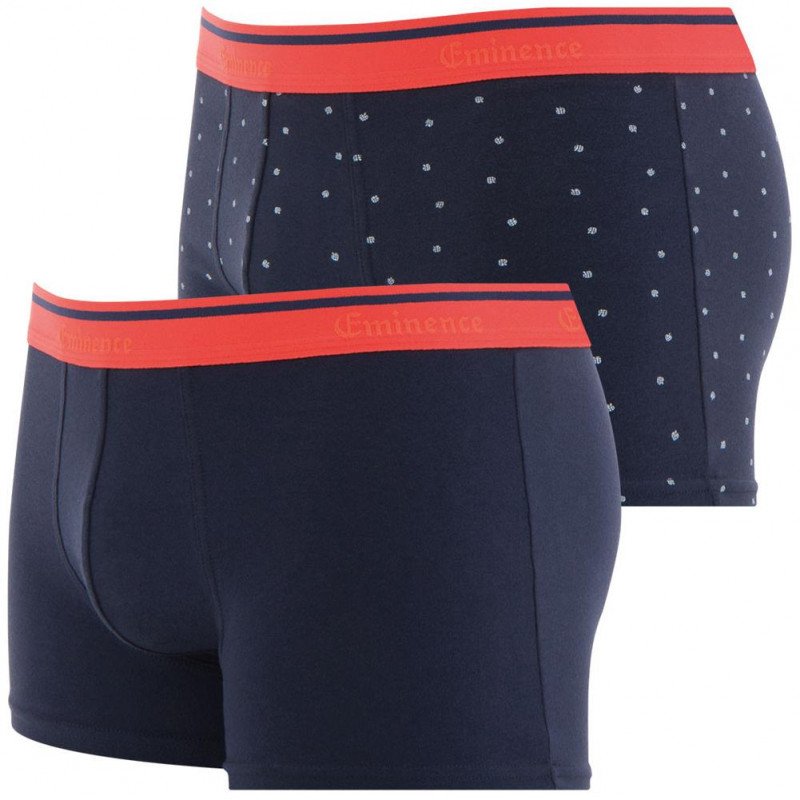 LOT DE 2 Boxer Sous-vêtements Homme DUO PRINT Bleu et Rouge