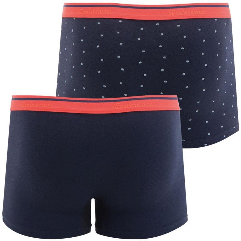 EMINENCE Lot de 2 Boxers Homme Coton DUO PRINT Marine Artichaut