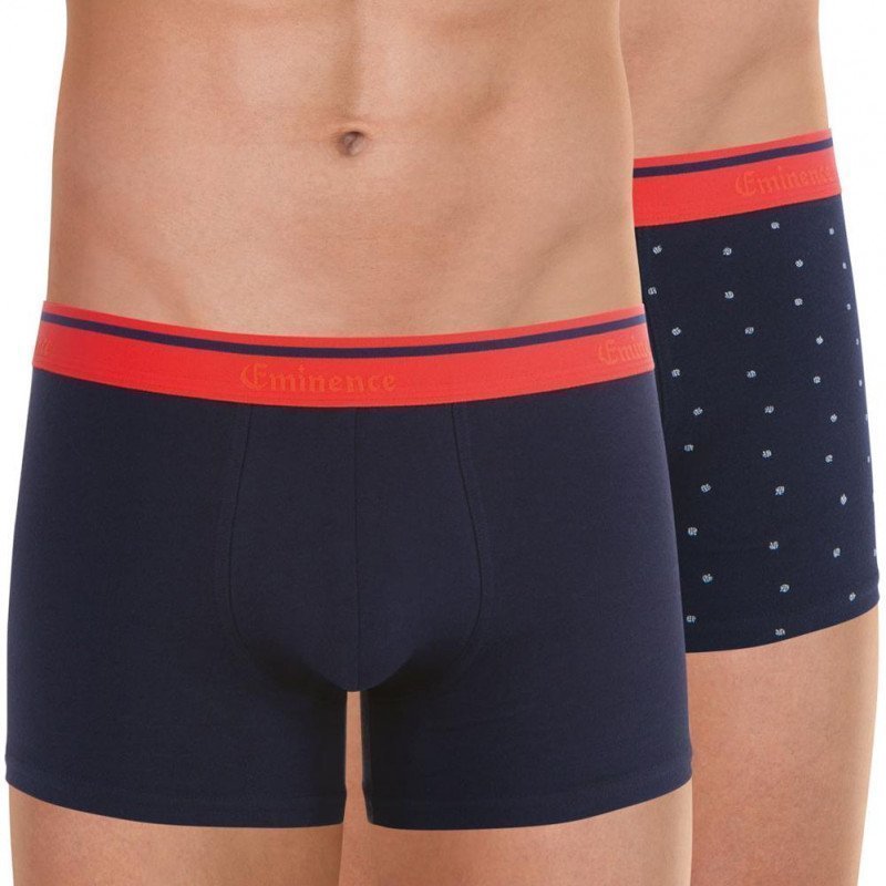 LOT DE 2 Boxer Sous-vêtements Homme DUO PRINT Bleu et Rouge