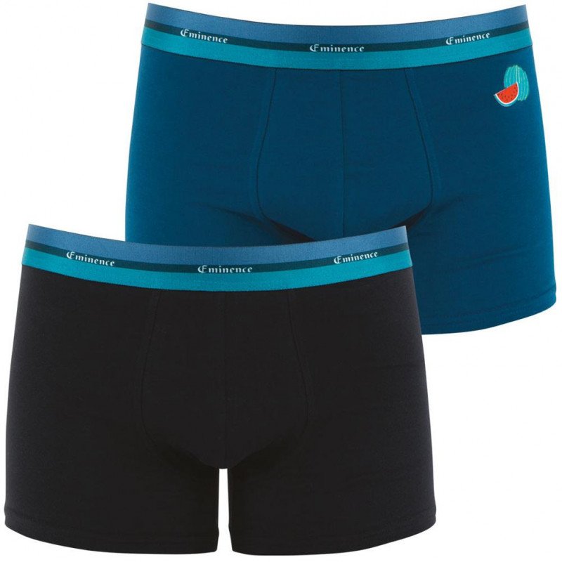 LOT DE 2 Boxer Sous-vêtements Homme DUOBIO Noir et Bleu