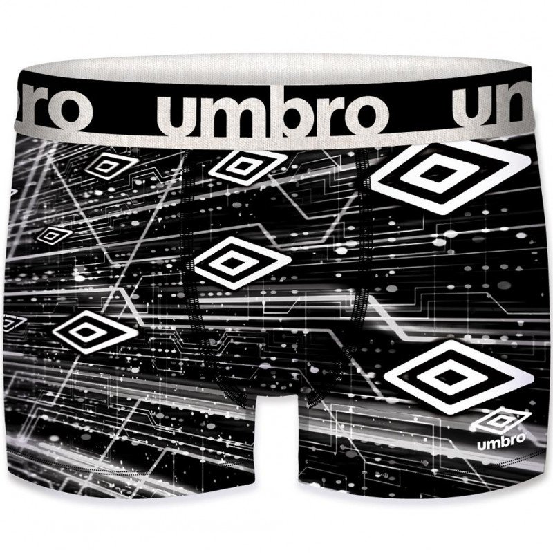 UMBRO Boxer Homme Microfibre SUBASS7 Noir Blanc