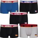 UMBRO Lot de 5 Boxers Homme Coton BCX5EURASS Noir Gris Noir Bleu Noir