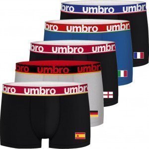 UMBRO 5 Boxers Homme Coton BCX5EURASS Noir Gris Noir Bleu Noir