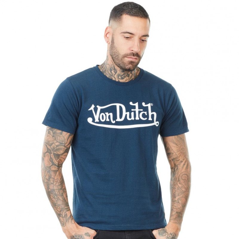 VON DUTCH T-shirt Col rond Homme Coton TSCFIRST Marine