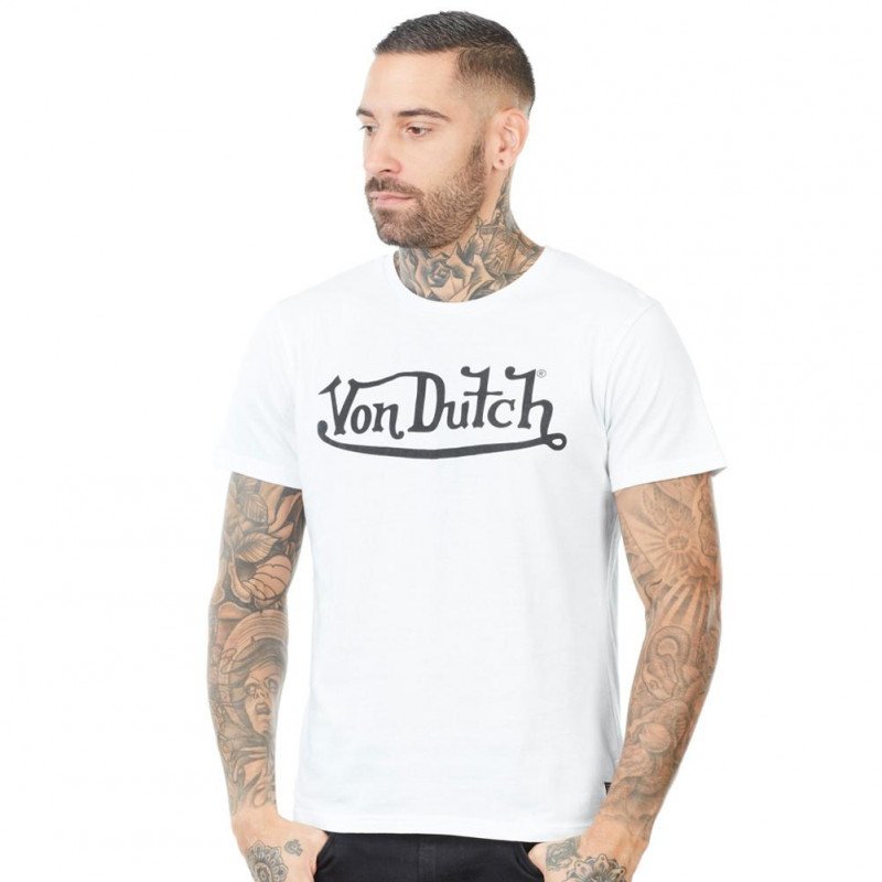 T-shirt manches courtes col rond Homme TSCFIRST Blanc et Noir