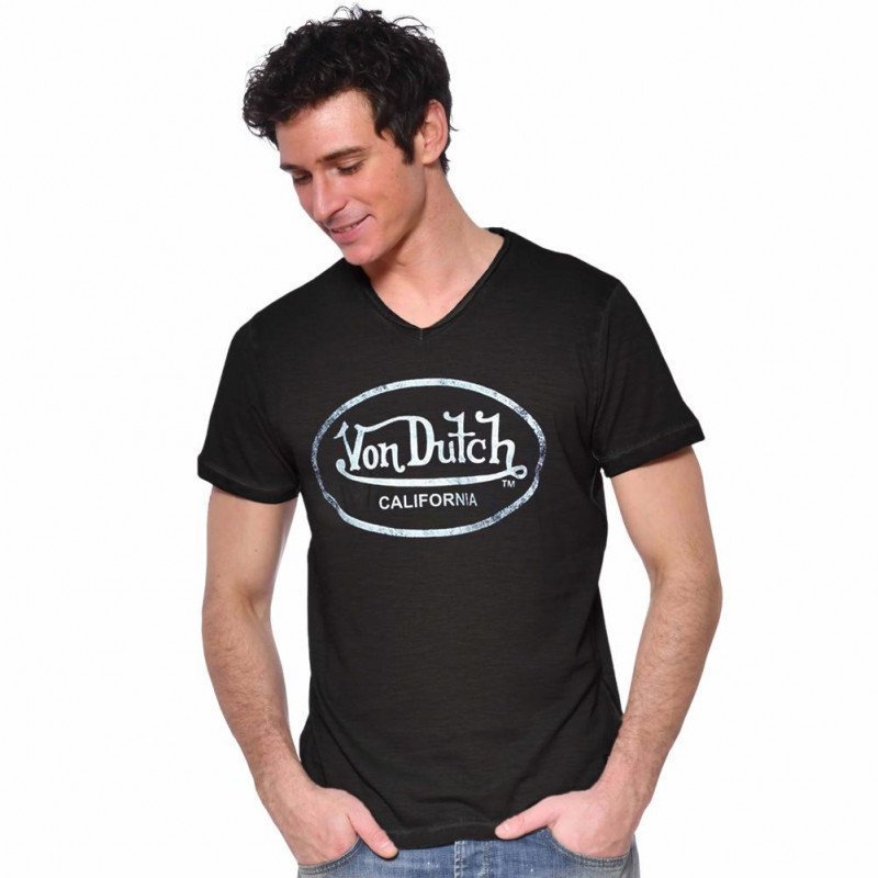T-shirt manches courtes col rond Homme TVCRON Noir et Blanc