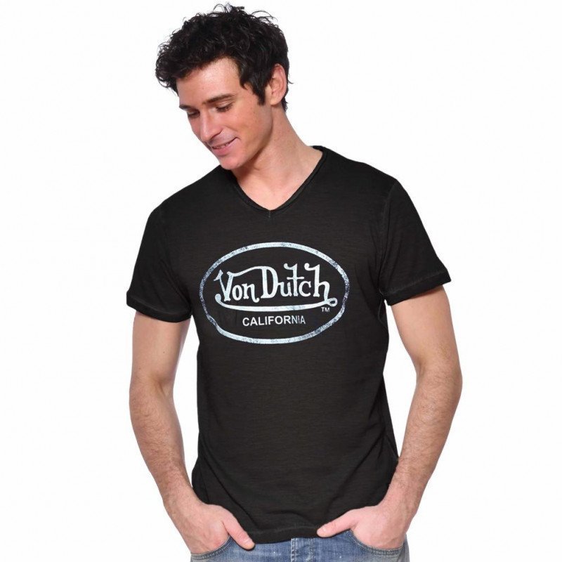 VON DUTCH T-shirt Col V Homme Coton TVCRON Noir