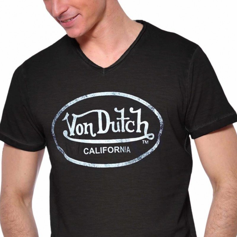 VON DUTCH T-shirt Col V Homme Coton TVCRON Noir