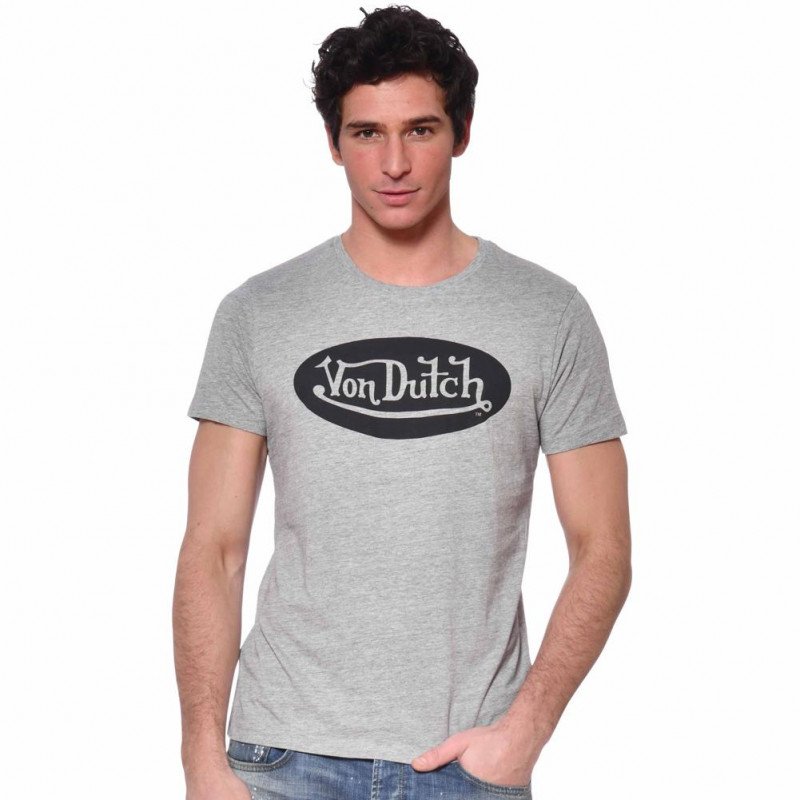 VON DUTCH T-shirt Col rond Homme Coton TSCFRONT Gris chiné