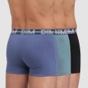 DIM Lot de 3 Boxers Homme Coton POWERFULL Bleu Jacinthe Vert Viride Noir