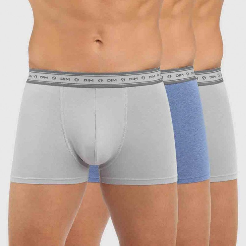 DIM Lot de 3 Boxers Homme Coton BIO Acier Bleu Nuit