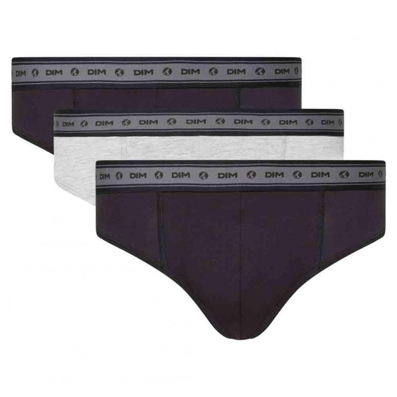 LOT DE 3 Slip Sous-vêtements Homme COTON BIO Noir et Gris