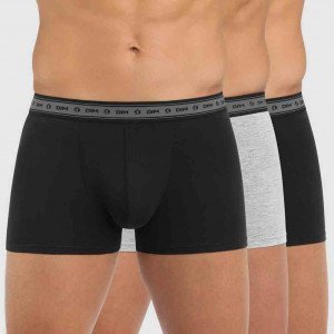 DIM Lot de 3 Boxers Homme Coton BIO Noir Gris perle