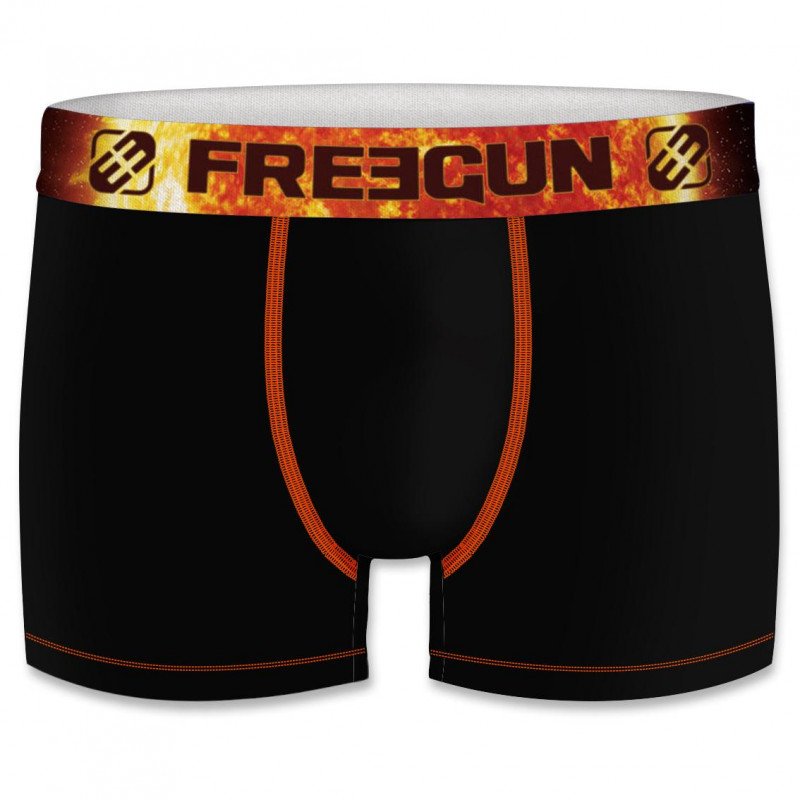 FREEGUN Boxer Homme Coton bio BCBASS2 FIR Noir Orange