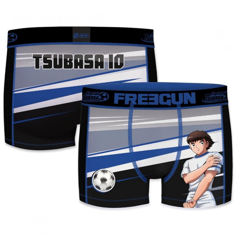 FREEGUN Boxer Homme Microfibre TSUAKT Bleu Noir CAPTAIN TSUBASA