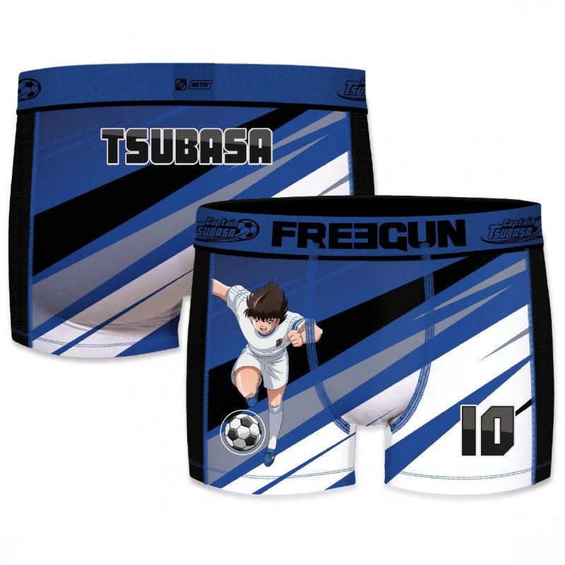 FREEGUN Boxer Homme Microfibre OLIAKT Bleu Noir CAPTAIN TSUBASA