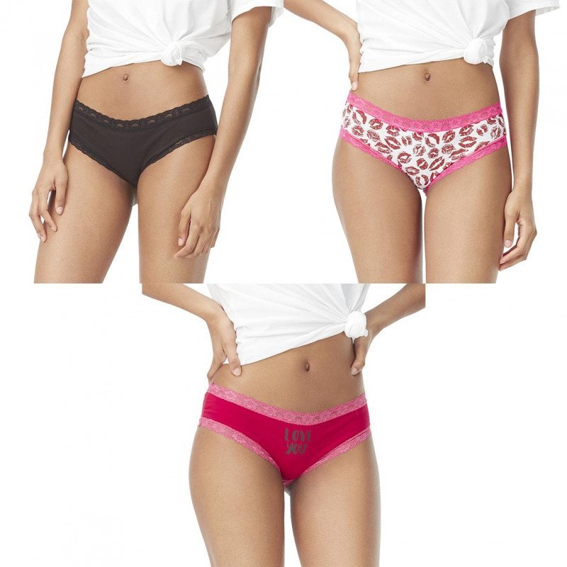 LOT DE 3 Shorty Sous-vêtements Femme BDX3 Rose et Noir