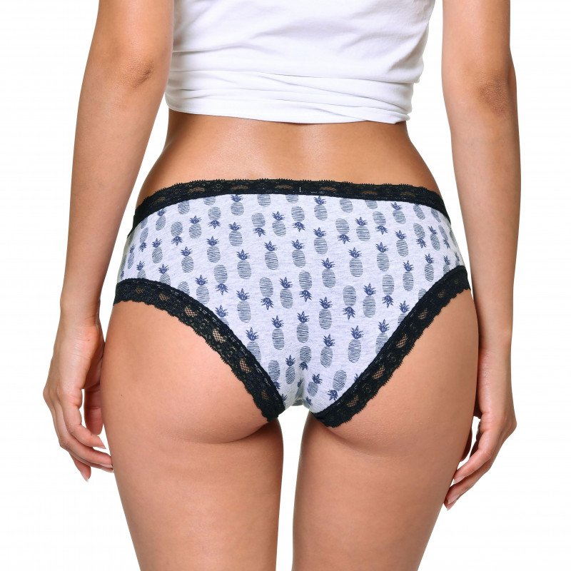 SIMPLY ME Lot de 3 Shortys Femme Coton BDX3 ASS3 Bleu Gris