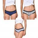 SIMPLY ME Lot de 3 Shortys Femme Coton BDX3 ASS3 Bleu Gris