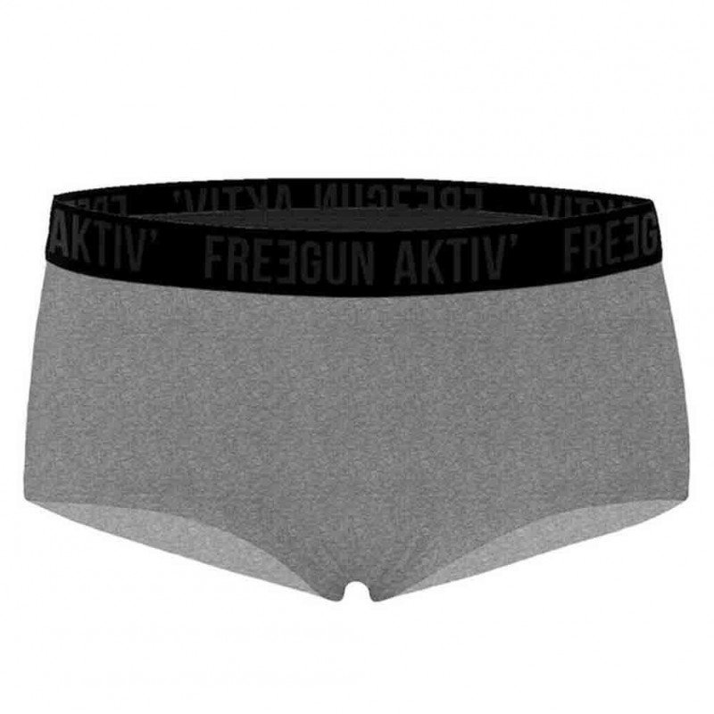 FREEGUN Boxer Femme Coton SCASS1 Gris chiné ceinture noire AKTIV