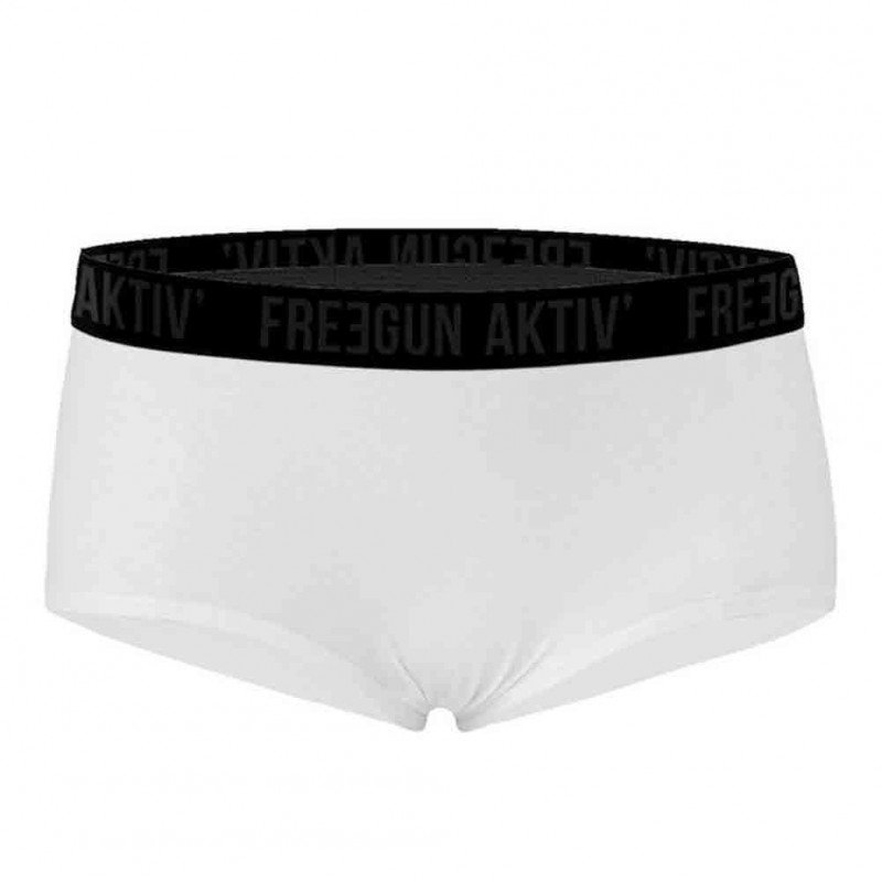 FREEGUN Boxer Femme Coton SCASS1 Blanc ceinture noire AKTIV