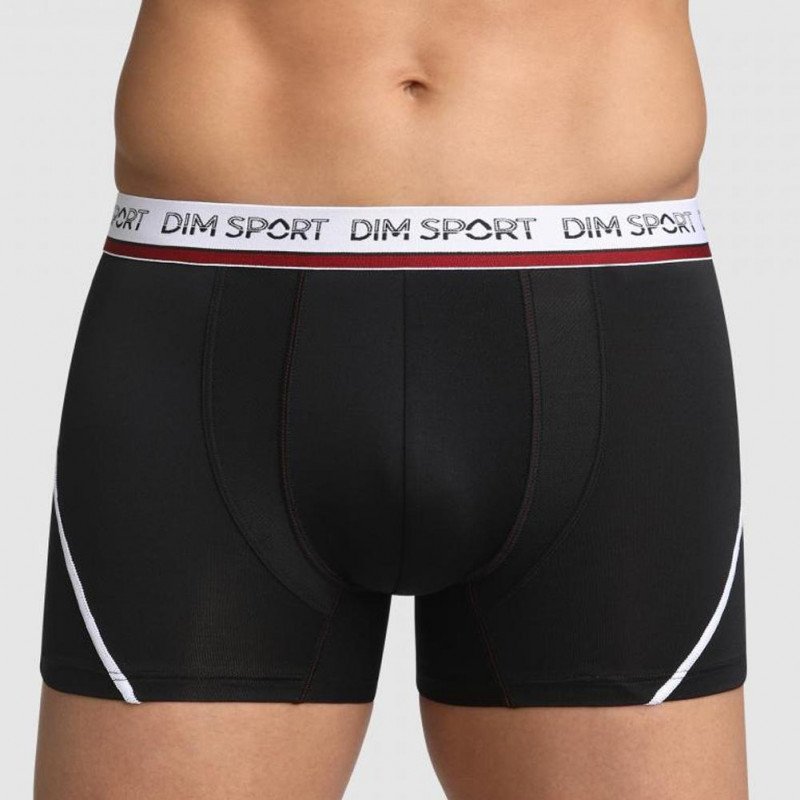 DIM Lot de 3 Boxers Homme Microfibre SPORT Gris Granit Noir