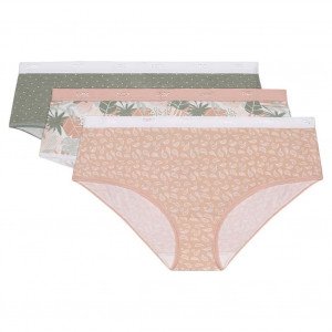 DIM 3 Boxers Femme Coton POCKETS STRETCH Tropical Rose Vert