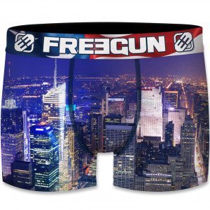 FREEGUN Boxer Homme Microfibre USAPR96 Bleu Rouge PREMIUM