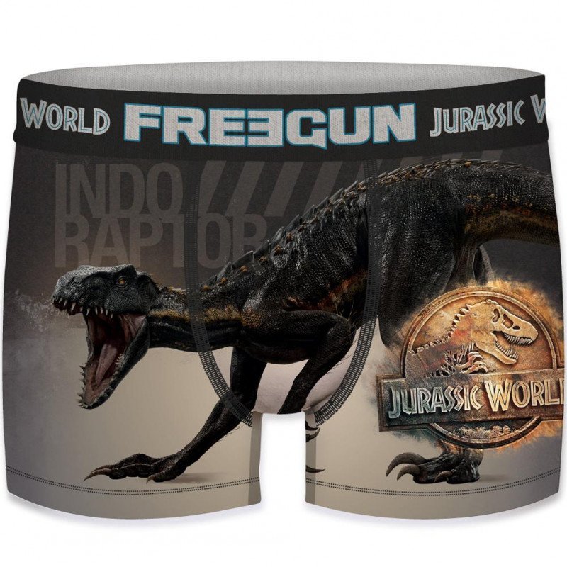 FREEGUN Boxer Homme Microfibre IND Gris JURASSIC WORLD