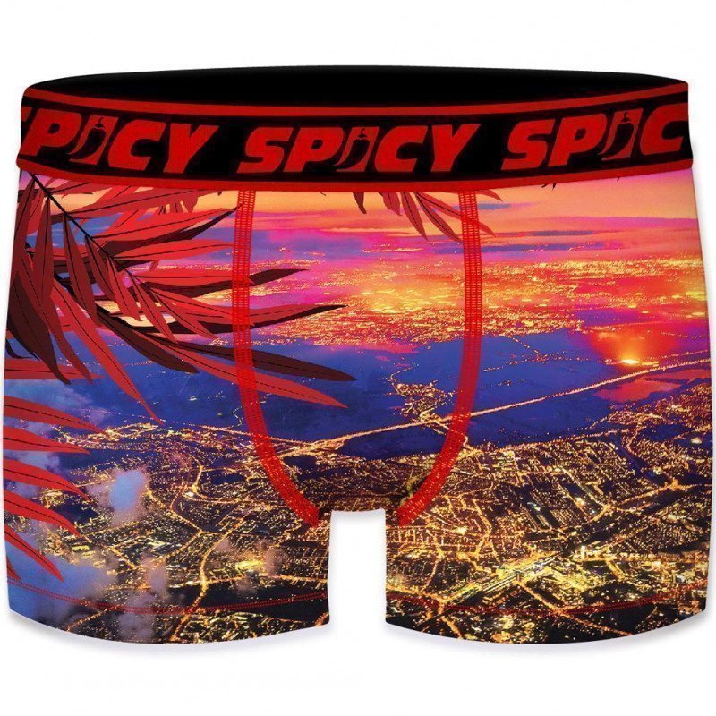 SPICY UNDERWEAR Boxer Homme Microfibre ASS1 Vue du ciel Rouge